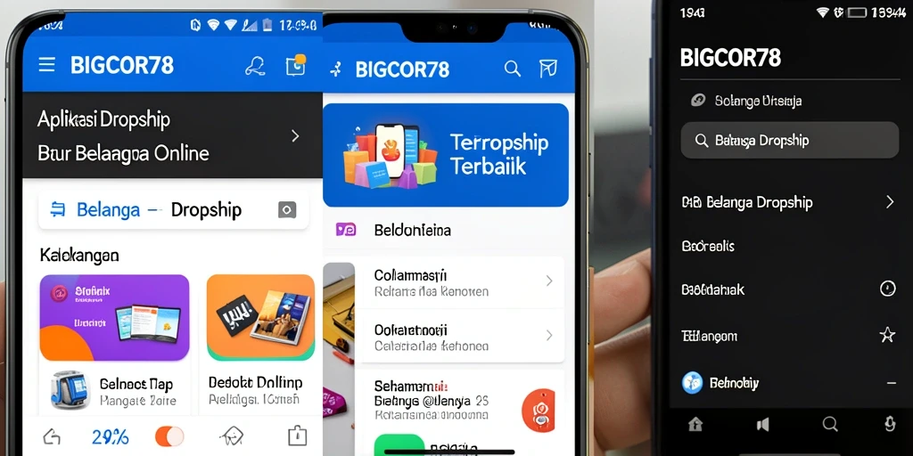 Antarmuka aplikasi BIGCOR78 yang praktis dan modern untuk Dropship.