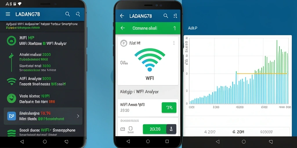 Tampilan antarmuka aplikasi LADANG78 dengan grafik analisis WiFi.