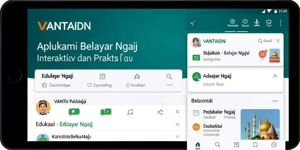 Antarmuka VANTAIDN yang menarik dan fungsional untuk belajar ngaji.