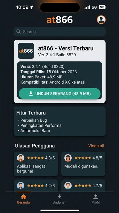 Tampilan halaman APK at866