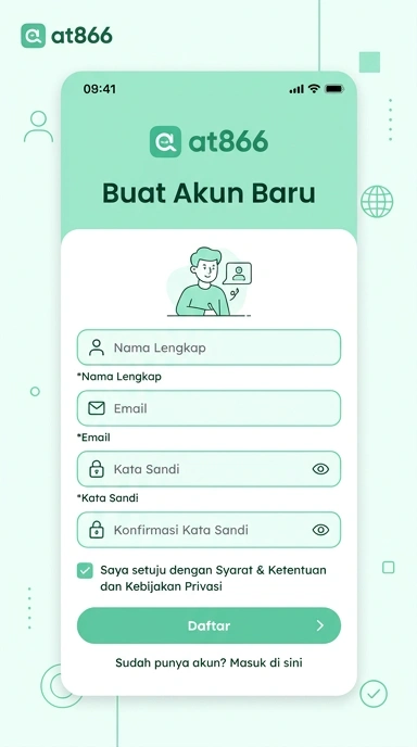 Tampilan halaman daftar at866