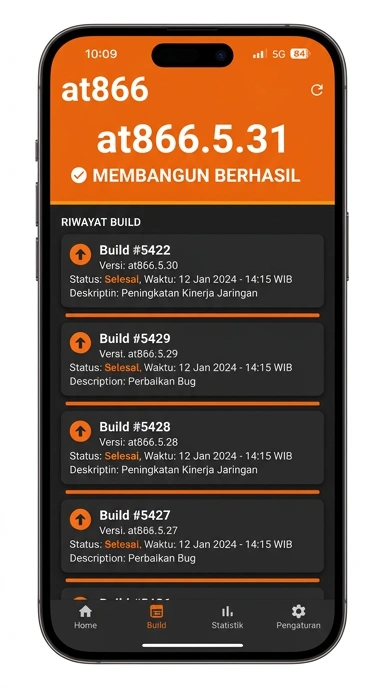 Tampilan riwayat versi at866